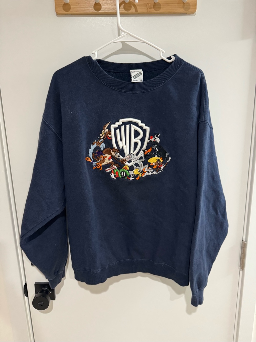 Warner Bros. Navy Crewneck Sweatshirt with Character Crest